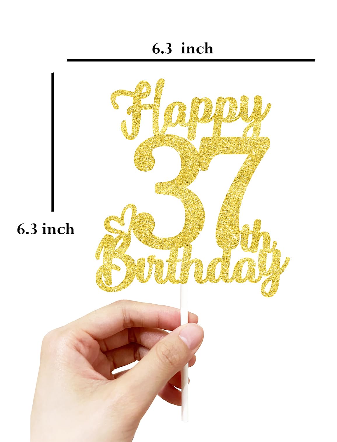 37 Birthday Cake Toppers-Gold Glitter, 37Th Cake Topper For Men,37 Cake Topper For Women, 37Th Birthday Decorations,37Th Birthda