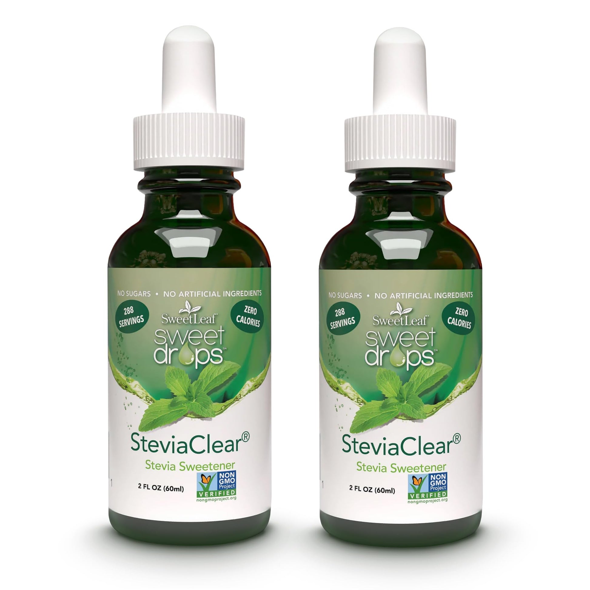 SweetLeaf Sweet Drops- Flavored Stevia Liquid Sweetener, Organic Stevia Extract, Zero Calorie, Gluten Free, Keto Friendly, Non GMO, Natural Flavor, Sugar Alternative- Stevia Clear, 2 Fl Oz (Pack of 2)