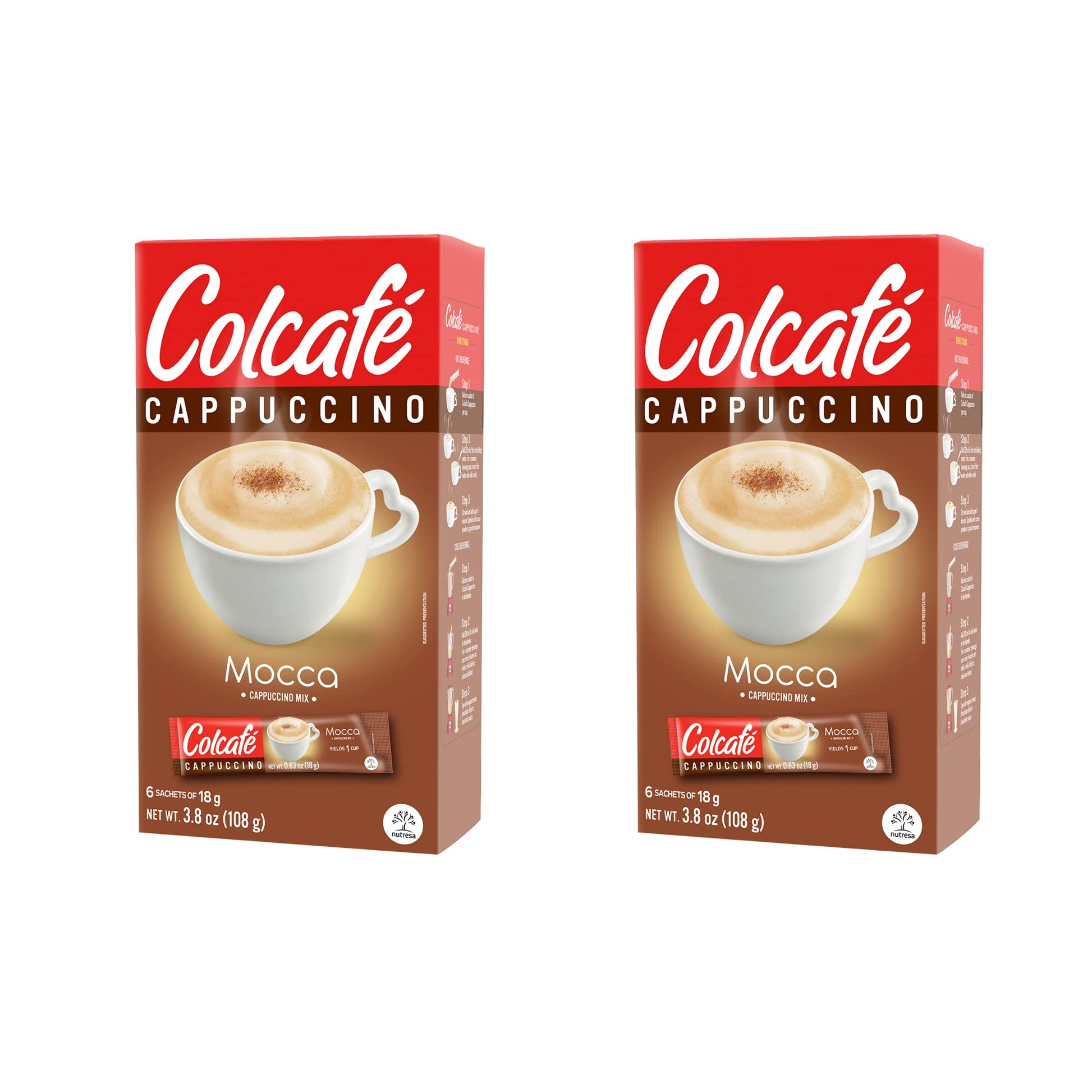 Colcafé Mocca Cappuccino Instant Mix | Convenient & Portable Packs | 100% Colombian Coffee | Make Hot Or Cold | 6 Count (Pack Of 2)