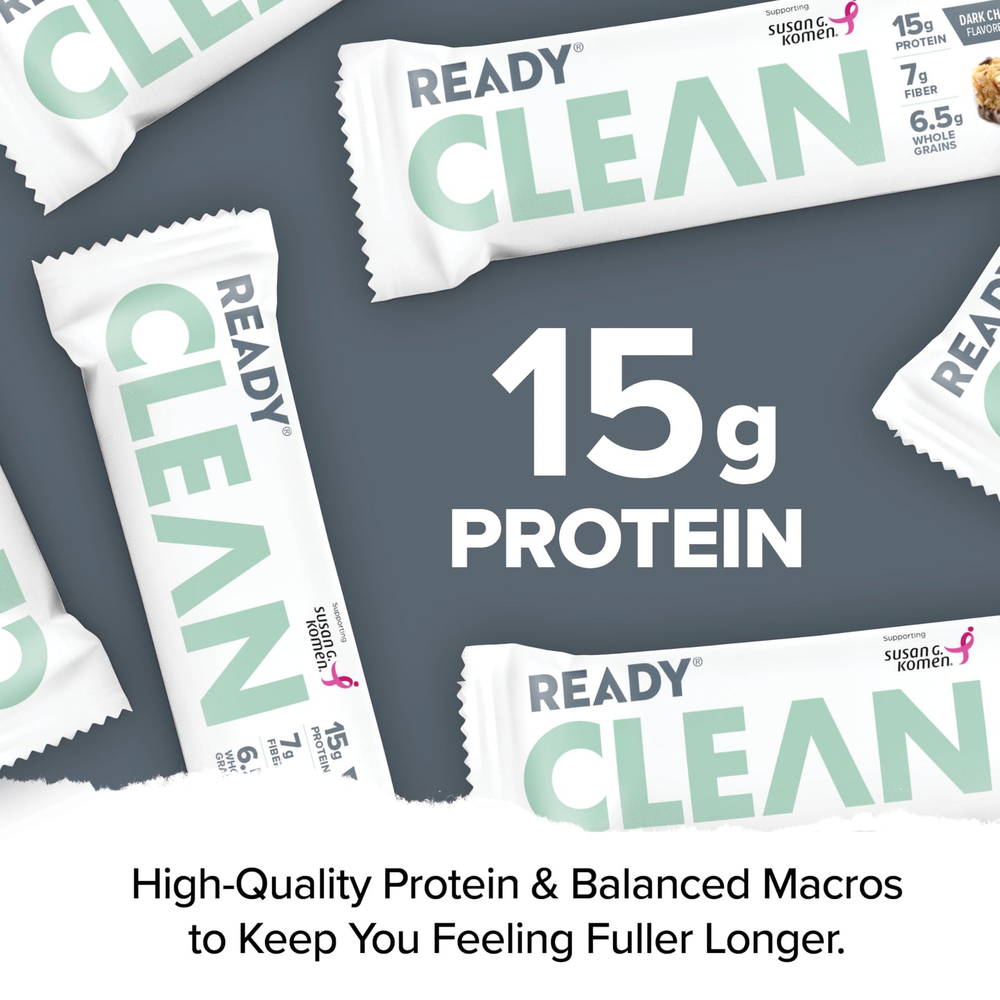 Ready® Protein Bars – High-Protein Snack With 15G Whey Protein, With Flaxseeds And Omega-3S For Sustained Energy, Supports Lean Muscle And Recovery, No Artificial Sweeteners – Dark Chocolate Sea Salt, 12-Pack