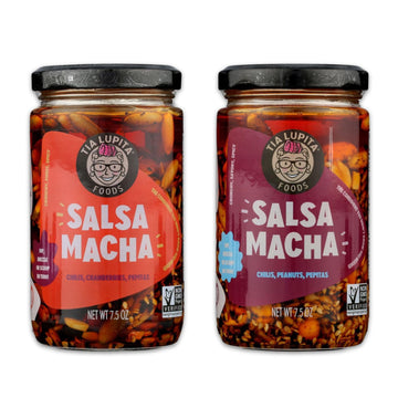 TIA LUPITA Salsa Macha Chili Crunch Oil - Variety Pack of 2, Gluten Free, Non-GMO, Vegan, 7.5 Ounce Total