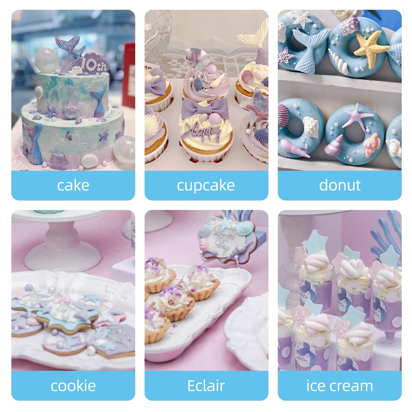 Edible Shell Sprinkles Cake Decorating,Pink Purple Pearl Sugar,Mix Sea Beach Stars Sprinkles, Pastel Baking Candy,Ocean Cupcake,