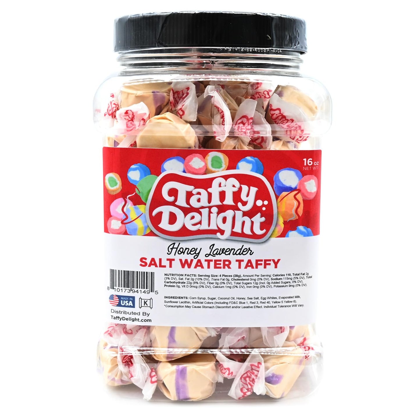 Taffy Delight Salt Water Taffy (16oz, Honey Lavender)