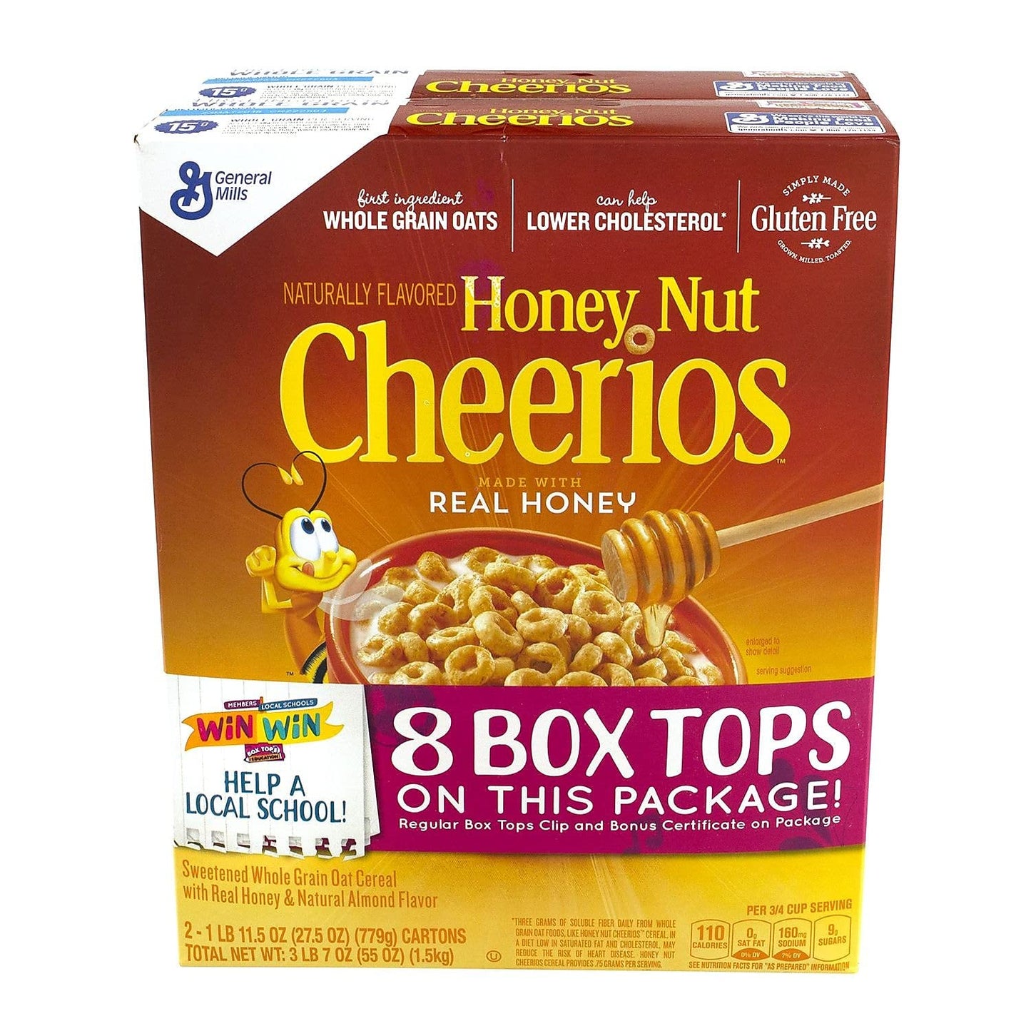Cheerios Honey Nut Cheerios Cereal, Gluten Free, 55 oz, Model 734786