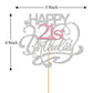 Monmon & Craft Happy 21St Birthday Cake Topper/Cheers To 21 Years/Girls 21St Birthday Party Decor Supplies - Silver & Pink Glitt