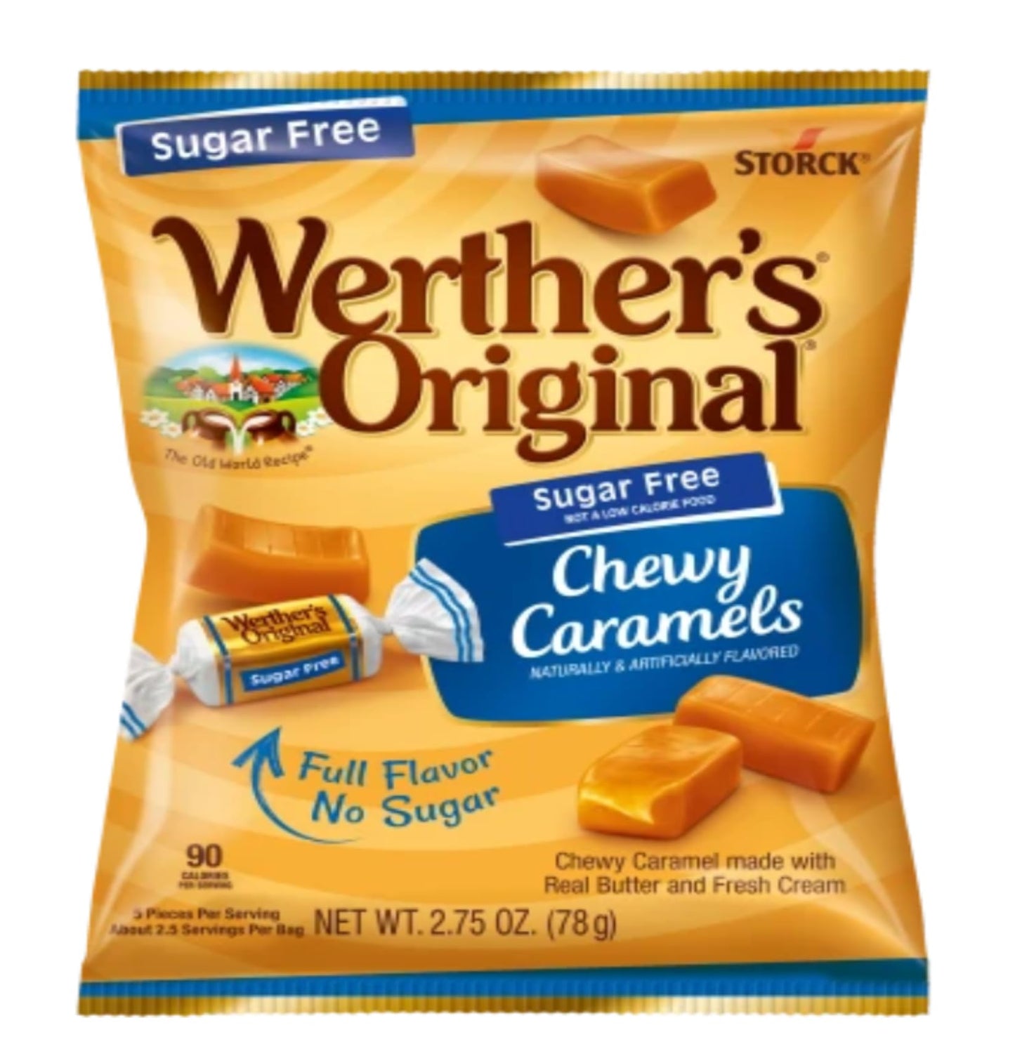 Werthers Original Sugar Free Variety Pack of 4 - One Bag of Each Flavor - Hard Caramels  Caramel Coffee  Caramel Chocolate  and Chewy Caramels