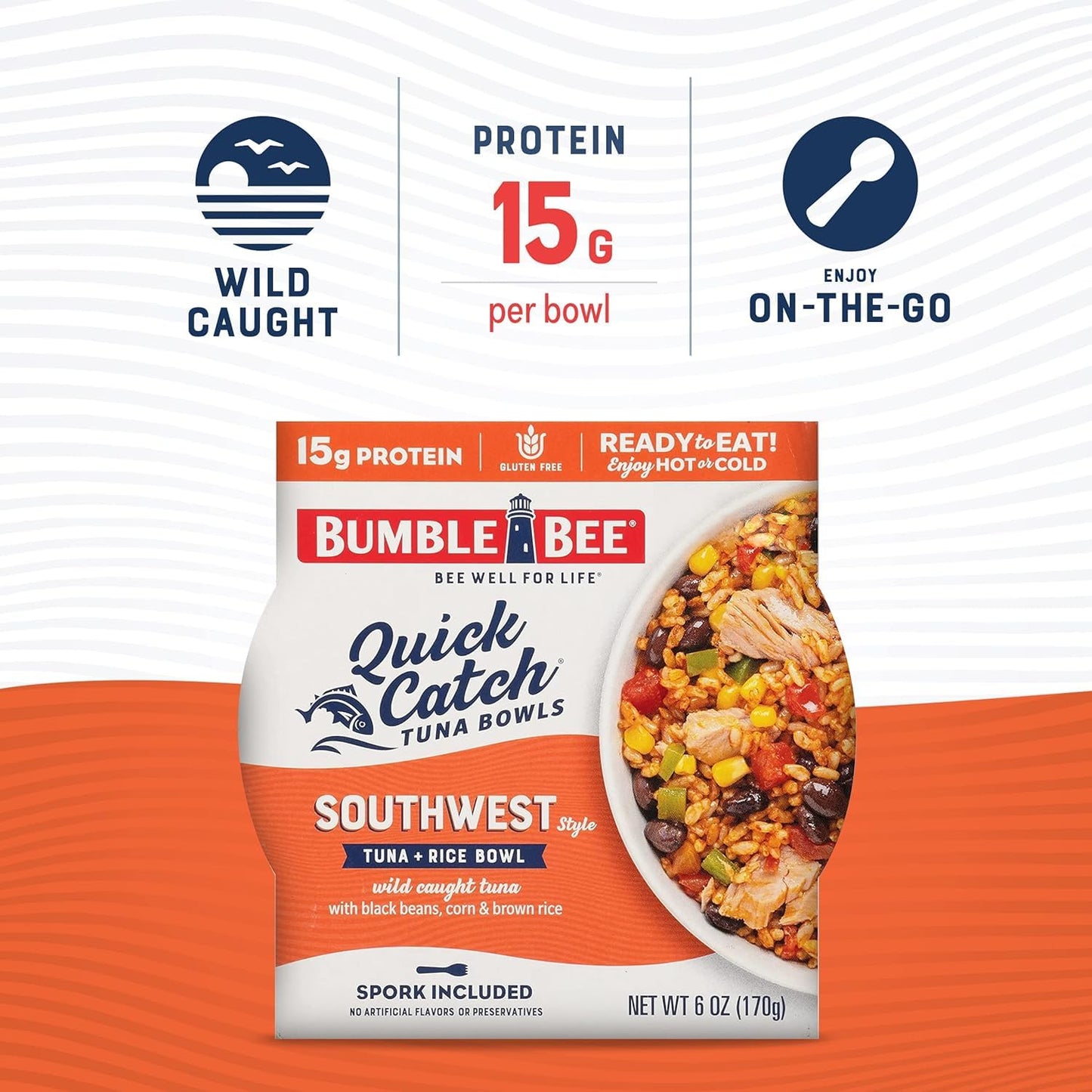 Bumble Bee Quick Catch Southwest Rice, Wild Caught Tuna And Rice Bowl, 6 Oz - Ready To Enjoy, Spork Included - 15G Protein Per S