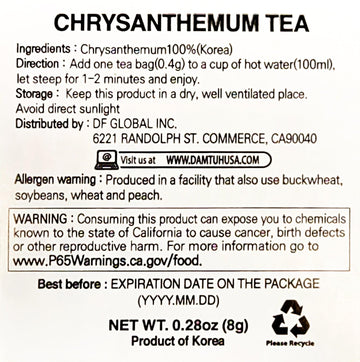 Damtuh Chrysanthemum Tea .4G X 20 Tea Bag