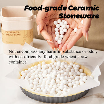 ROCKSHEAT K Ceramic Pie Weights, Baking Beads Pie Crust Weights, Natural baking beans with Wheat Straw Container (2.2Lb | 1000g)
