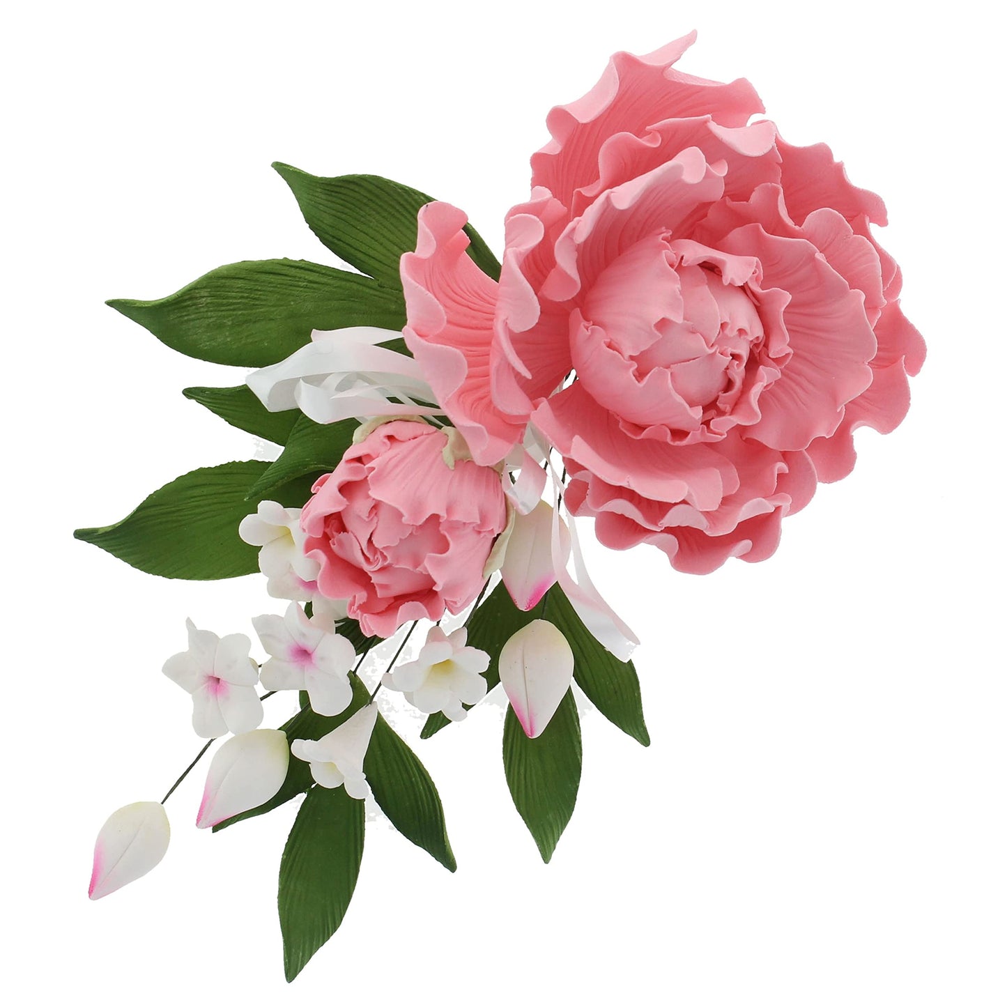 Global Sugar Art Premium Closed Peony Sugar Cake Flowers Spray, Pink, 1 Count