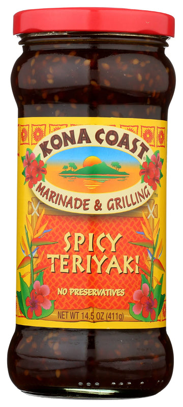 Kona Coast All Natural Spicy Teriyaki Marinade & Grilling Sauce, 14.5 Ounce (Pack of 6)