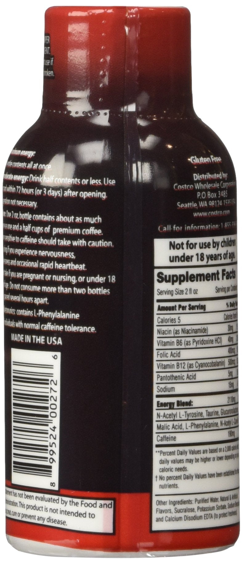 Kirkland Signature Extra Strength Energy Shot Berry, Pomeganate and Grape, 2 oz, 48 Count