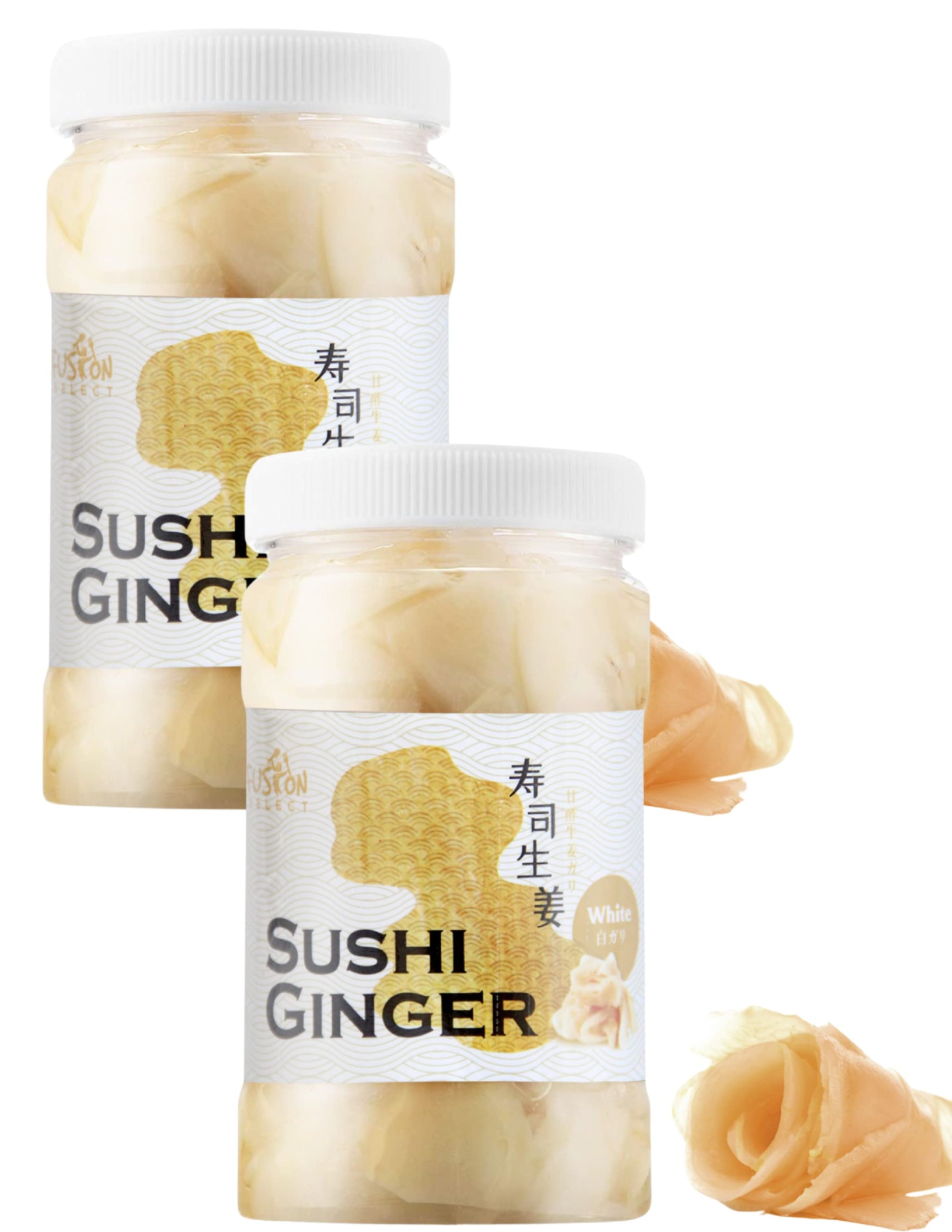 Fusion Select 2 Packs Sushi Ginger - Natural Sliced Gari, Pickled Ginger for Sushi - No MSG, Non-GMO - Spicy, Sour, Sweet & Salt