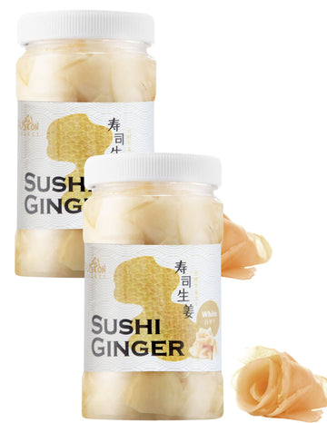 Fusion Select 2 Packs Sushi Ginger - Natural Sliced Gari, Pickled Ginger for Sushi - No MSG, Non-GMO - Spicy, Sour, Sweet & Salt