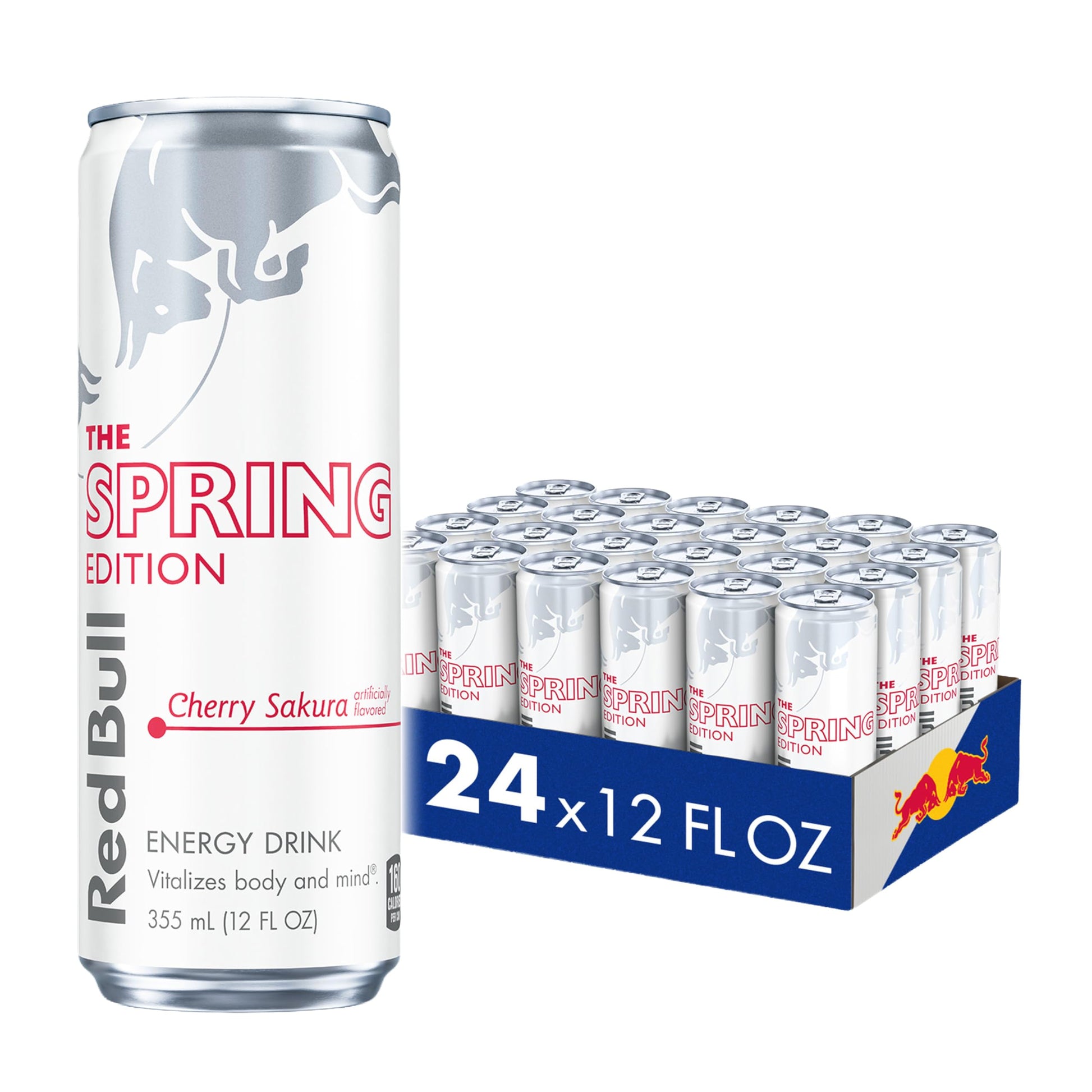 Red Bull Spring Edition Energy Drink  Cherry Sakura  114Mg Energy Blend  Taurine & B Vitamins  12 Oz. Pack Of 24 Cans