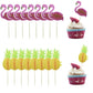 60 Pieces Tropical Cupcake Toppers,3D Flamingo And Pineapple Cupcake Toppers,Hawaiian Themed Cake Toppers Picks For Birthday Par