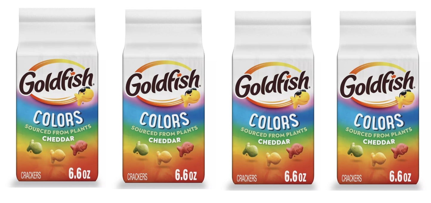 Goldfish Crackers - 4 bags - Free of Dyes (Colors Cheddar 6.6oz)