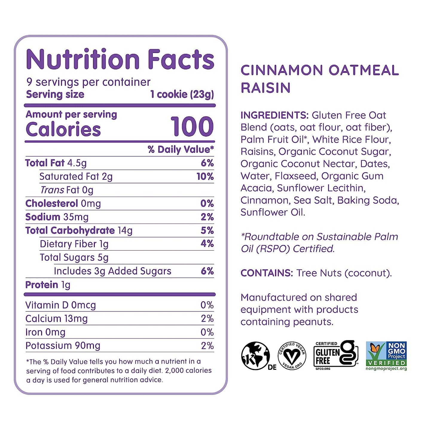 Maxines Heavenly Cinnamon Oatmeal Raisin Cookies | Gluten Free, Made With Oats, Sweetened With Coconut Sugar & Dates | Tasty Low Sugar Vegan Dessert | 7.2 Ounces Each (4 Pack)