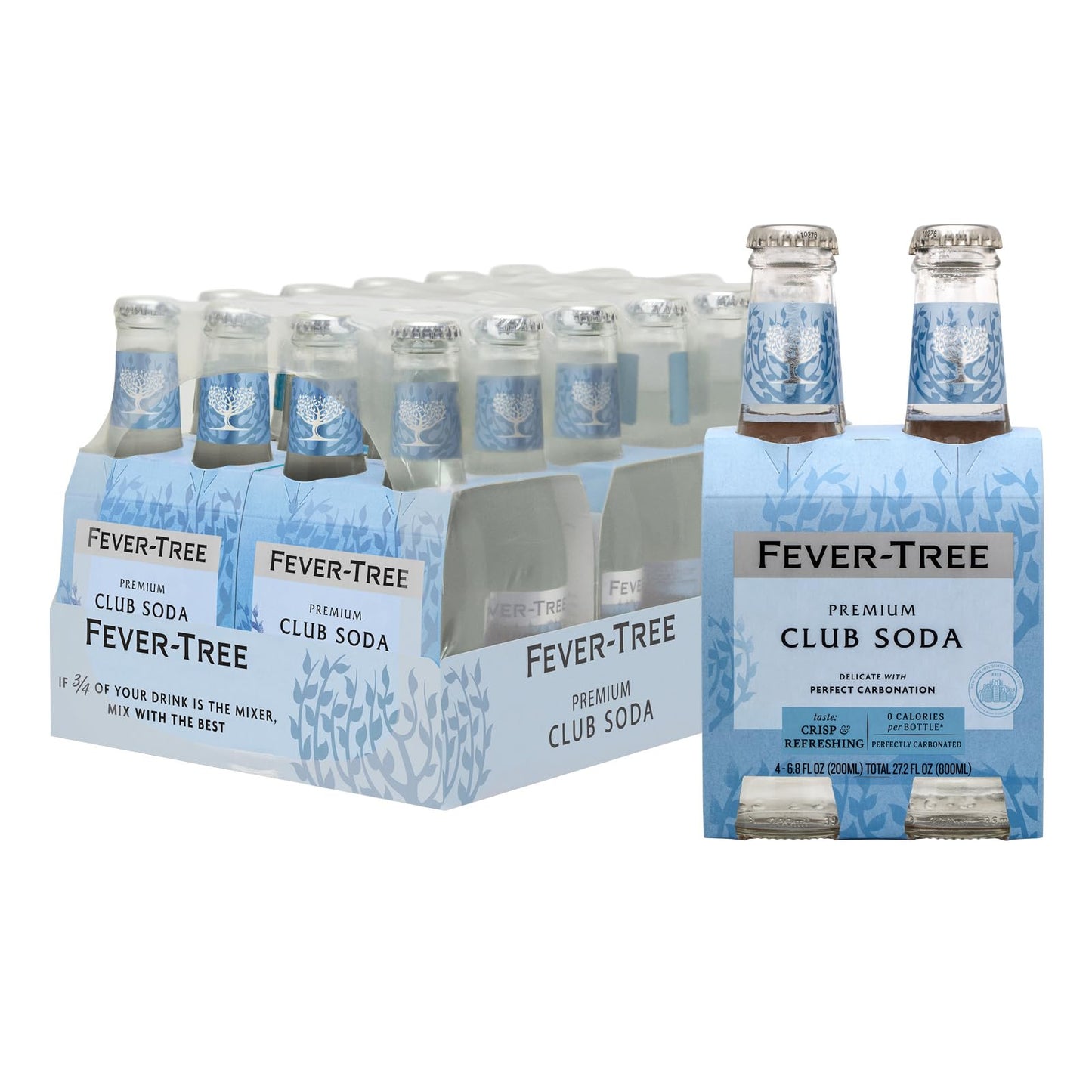Fever Tree Club Soda - Premium Quality Mixer - Refreshing Beverage For Cocktails & Mocktails. Naturally Sourced Ingredients, No Artificial Sweeteners Or Colors - 200 Ml Bottles - Pack Of 24