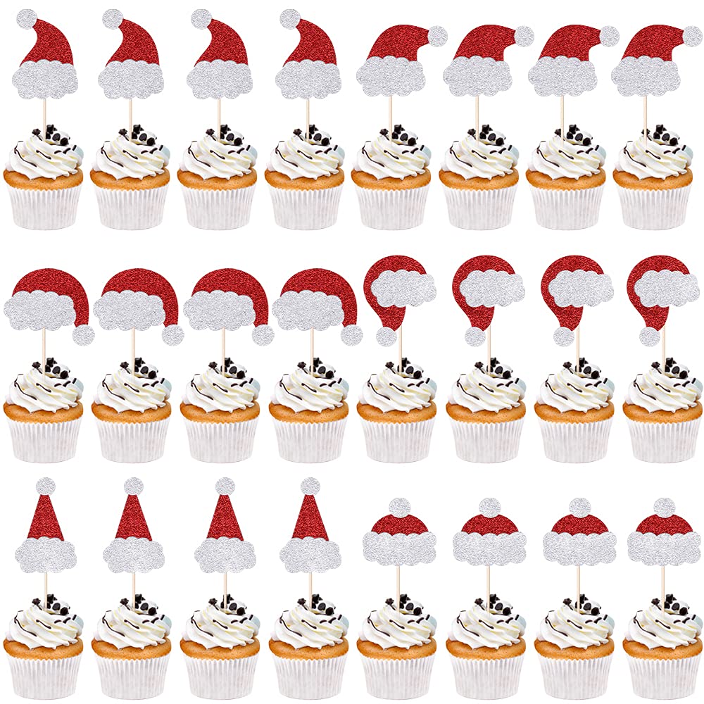 Qertesl 24Pcs Gingerbread Man Xmas Cupcake Toppers,Baby Shower Boy Girl Birthday Party Decorations,Winter Birthday Party Dessert