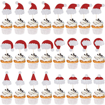 Qertesl 24Pcs Gingerbread Man Xmas Cupcake Toppers,Baby Shower Boy Girl Birthday Party Decorations,Winter Birthday Party Dessert