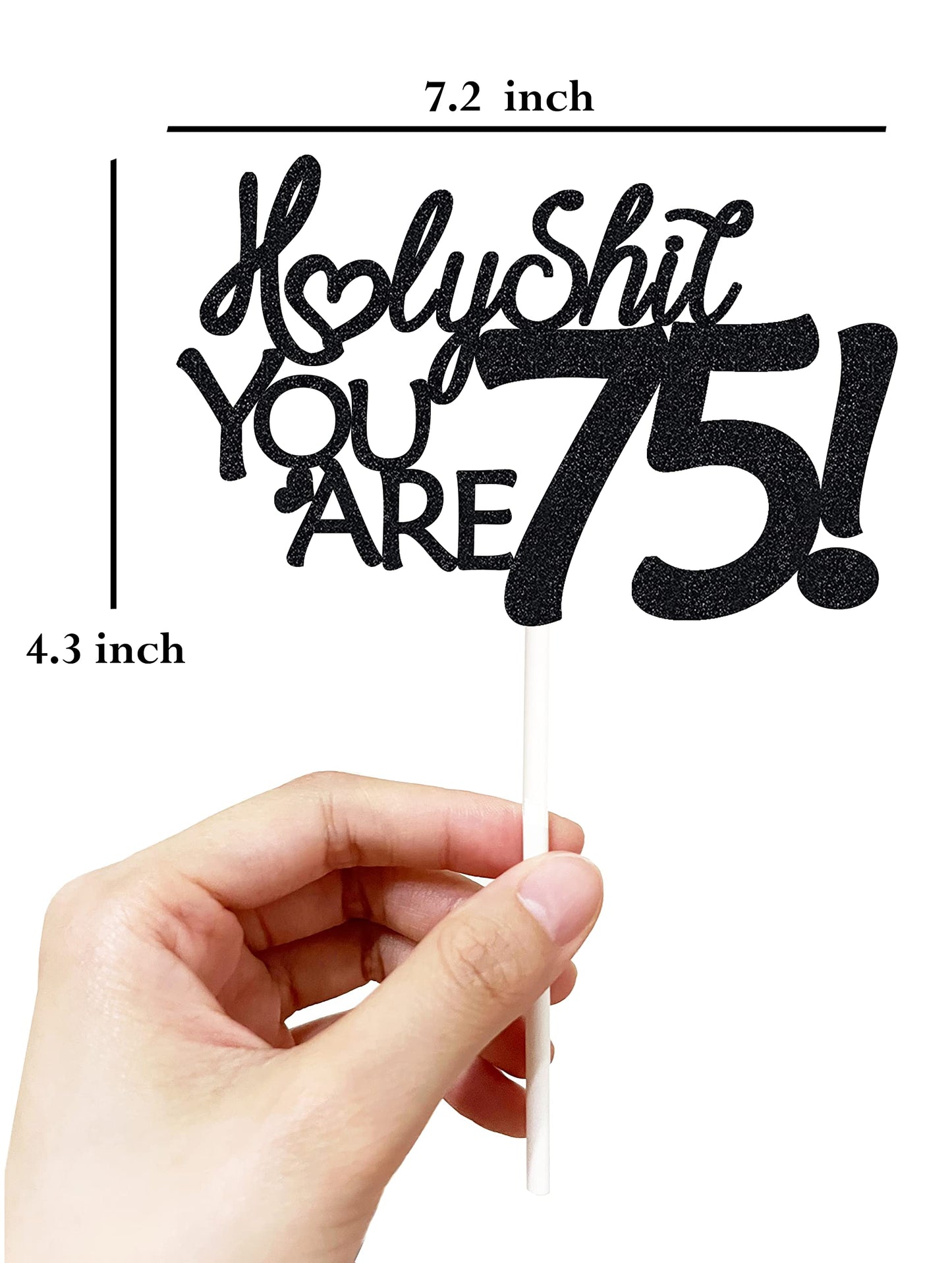 Veegood 75th Birthday Cake Topper - Black Glitter, Funny Design, Glitter Card Material, Model T69