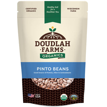 Organic Dried Pinto Beans 1lb Bulk by Doudlah Farms - Farmed From Regenerative Soil | Tested Clean Certified | Vegan, Non-GMO, G