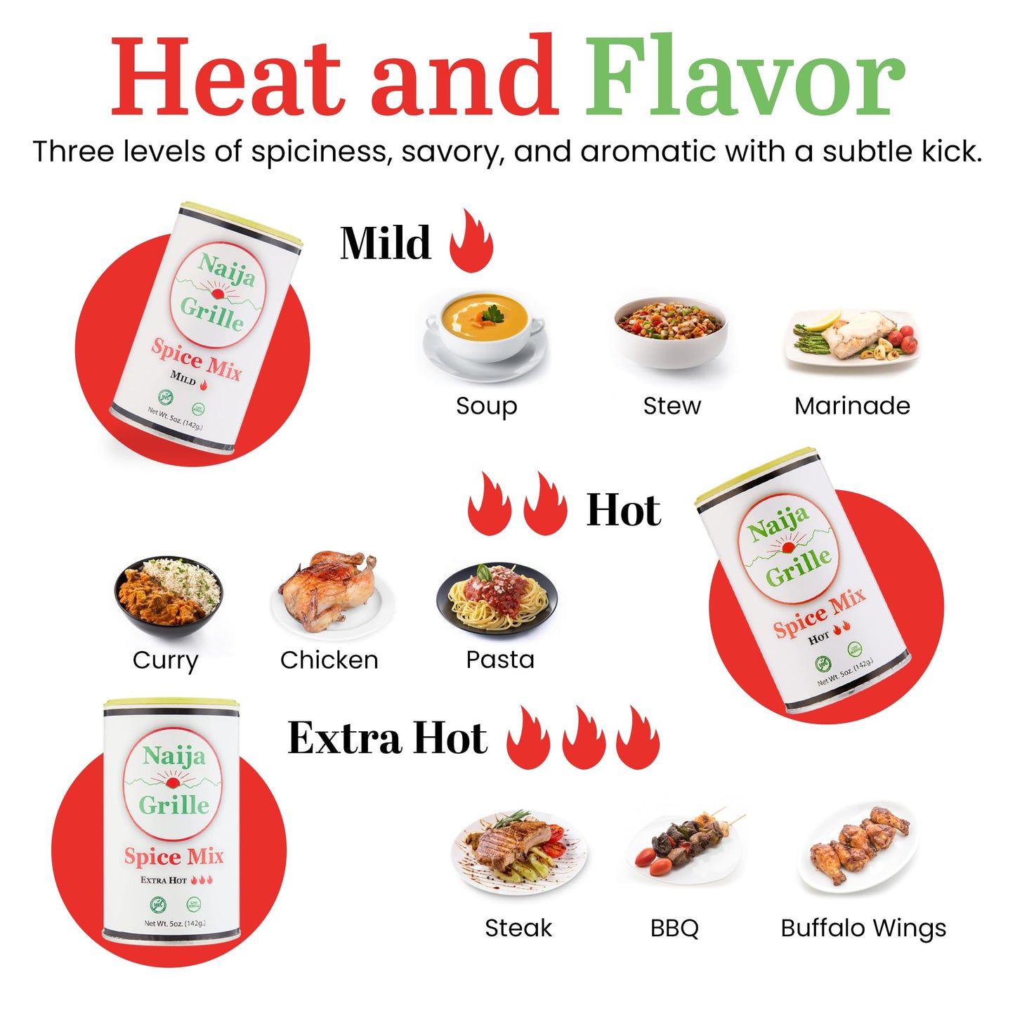 Naija Grille Seasoning - Hot - All Purpose Spice Mix For Chicken, Beef, Fish, Vegetables, And More - Elevate Flavor With Seasoni