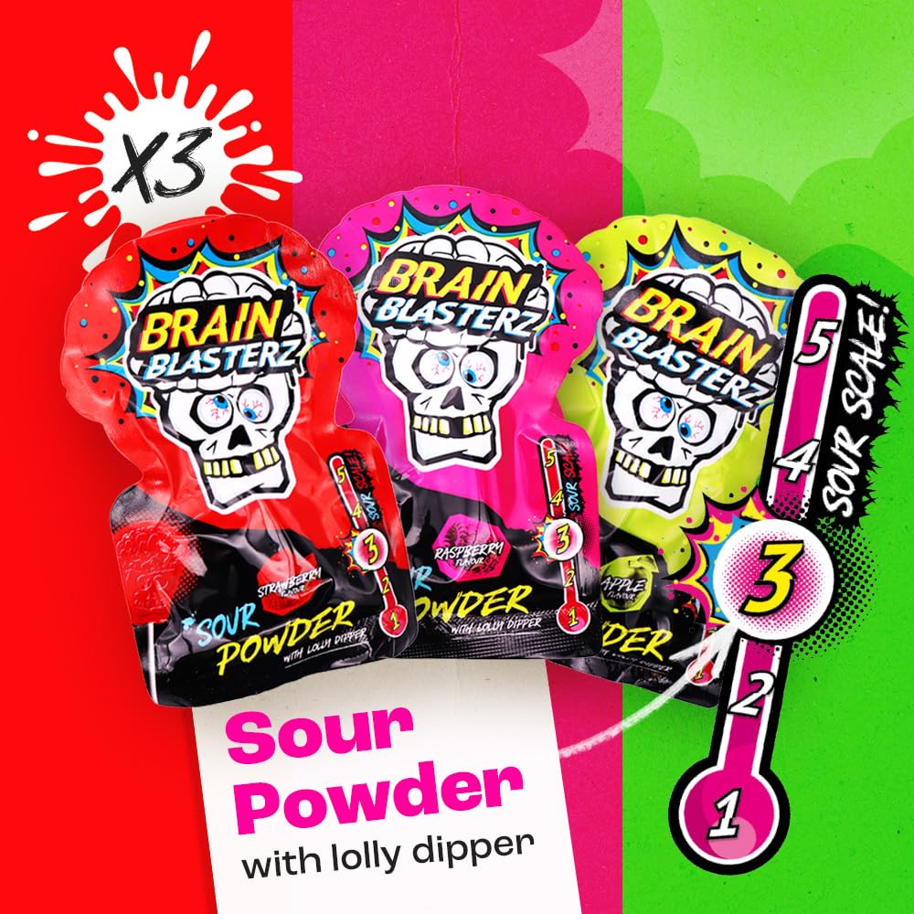 Brain Blasterz Large Sour Candy Variety Pack, Halloween Candy Box, Sour Candy Gift Box W/ 22 Pcs, Sour Sweets, Unique Candy Vari