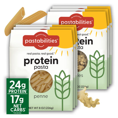 Pastabilities Ruffles Pasta Variety Pack - Low Calorie, High Fiber & High Protein Pasta - (2 Packs Each), Plant Based, Non GMO C