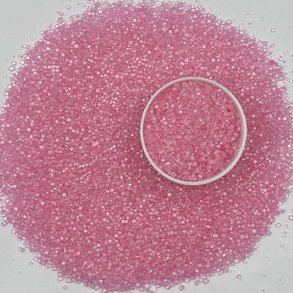 Senchanting Pink Sanding Sugar Sprinkles, Edible Crystal Pink Sanding Candy Sugar For Cake Decorating Wedding Party Baking Cupca