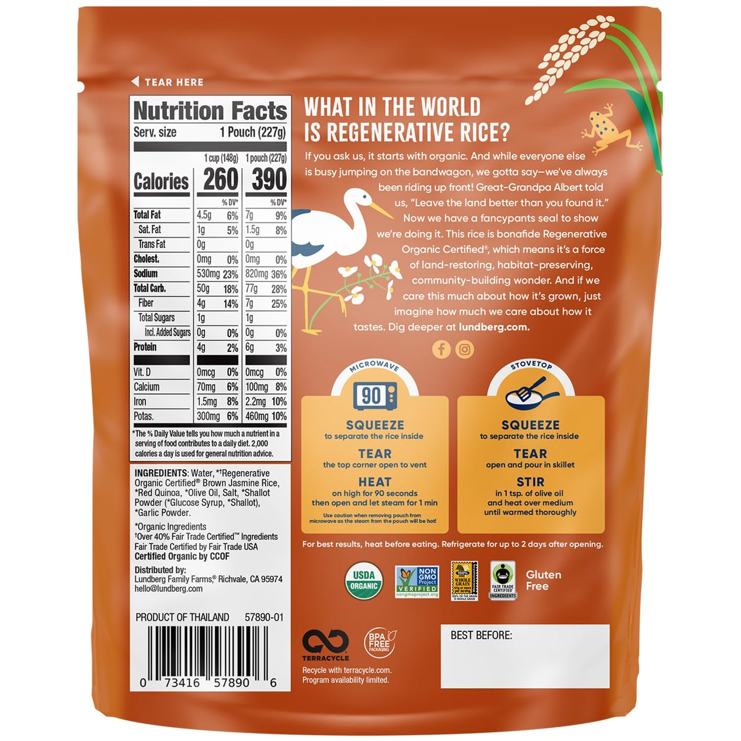 Lundberg Brown Rice & Quinoa, Ready In 90 Seconds, 6-Pack – Regenerative Organic Certified Brown Jasmine Rice, Organic Quinoa, Microwavable, Lightly Seasoned With Garlic & Shallots, 8 Oz Ea