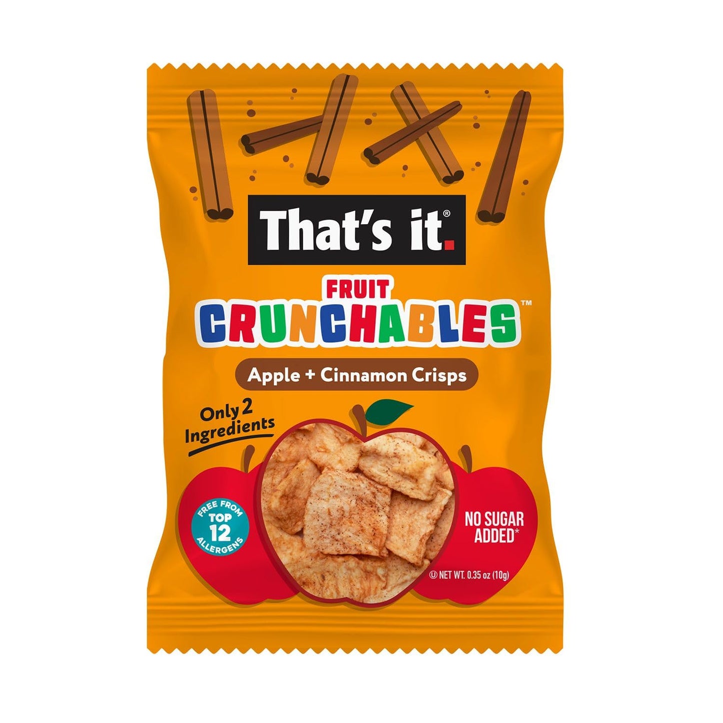 Thats It. Fruit Crunchables Apple + Cinnamon Crisps, 15-Pack - 100% Plant-Based Fruit Snacks For Kids, Non-Gmo, Gluten-Free, No