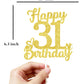 31 Birthday Cake Toppers - Gold Glitter, 31St Birthday Decorations For Men & Women