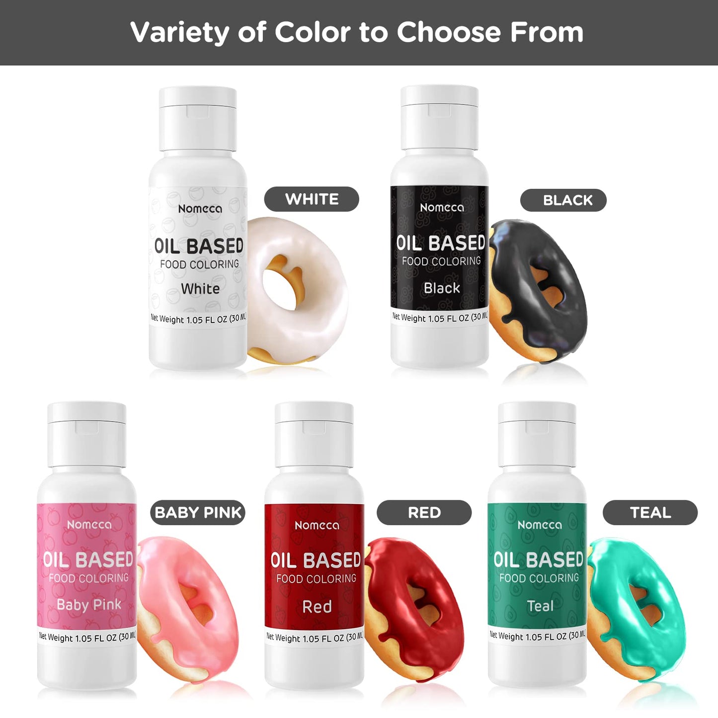 Oil Based Food Coloring For Chocolate - Nomeca 30 Milliliters Upgraded Black Oil Food Color For Baking Cake Decorating, Edible Food Dye For Candy Melts Cookies Easter Egg Icing Fondant Meringues