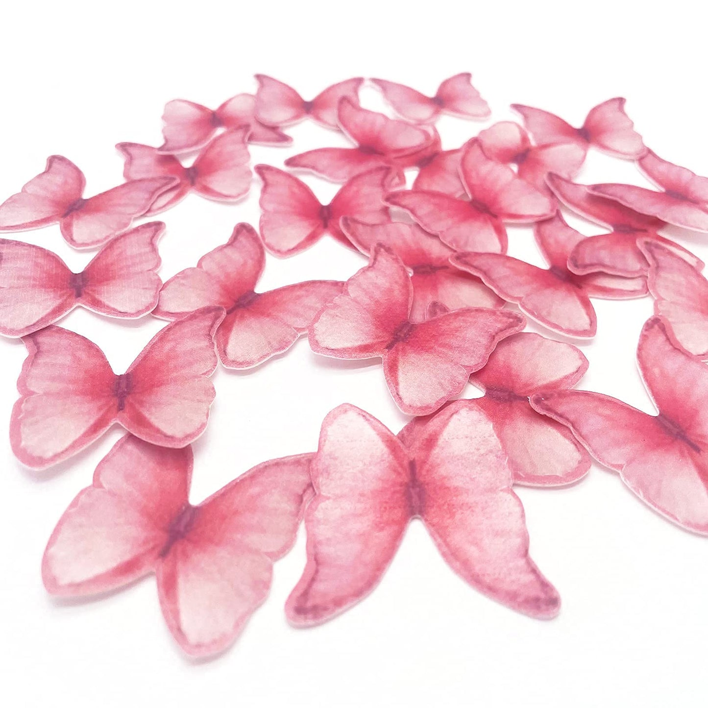 GEORLD 48 Count Pink Edible Wafer Paper Butterflies - Cake Decorations & Cupcake Toppers for Parties & Celebrations