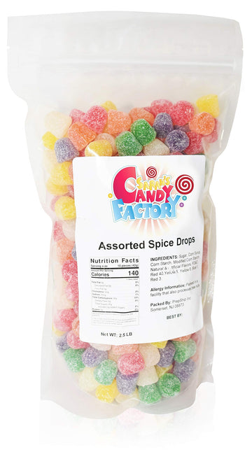 Sarah s Candy Factory Assorted Spice Drops Candy in Resealable Bag, 2.5 Lbs