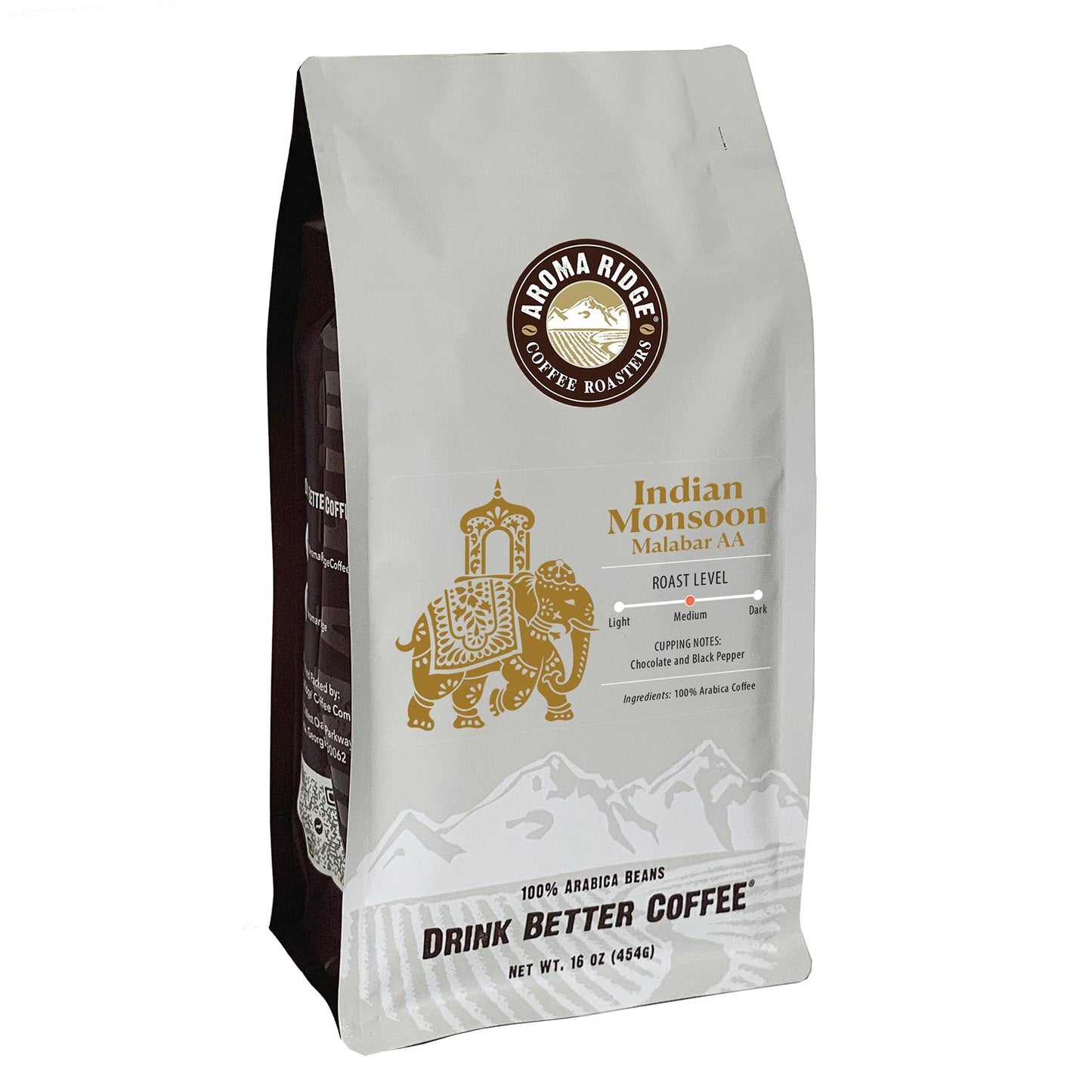 Indian Monsoon Coffee, Malabar Aa, Distinctly Low Acidity, Medium Roast|1Lb (16Ounce Bag) Whole Beans, Valve Bag For Freshness