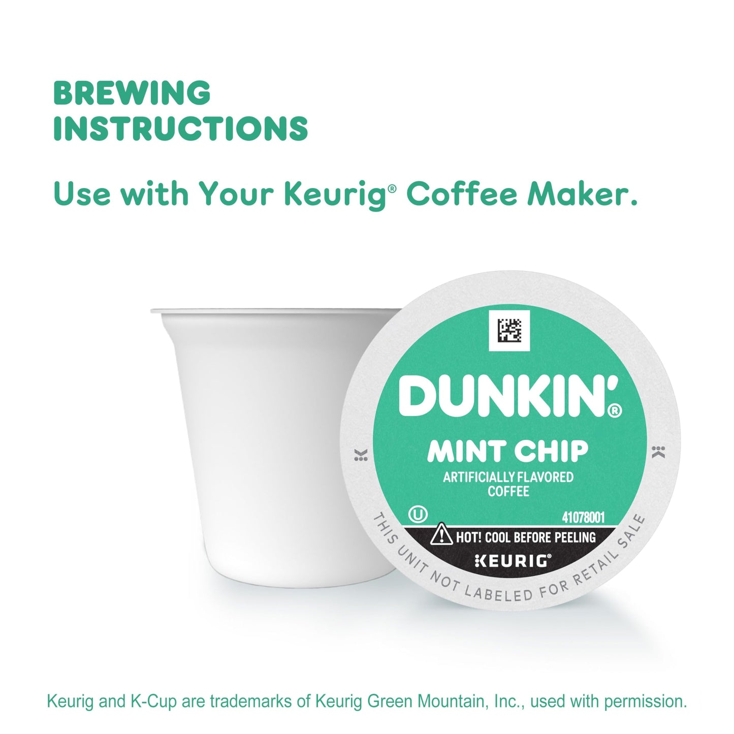 Dunkin Mint Chip Artificially Flavored Coffee, Keurig K-Cup Pods, 10 Count Box