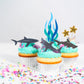 BANBALLON Shark Cake Topper Set - 9 Vibrant Shark Figurines for Kids Baby Shower Ocean Theme Birthday Party