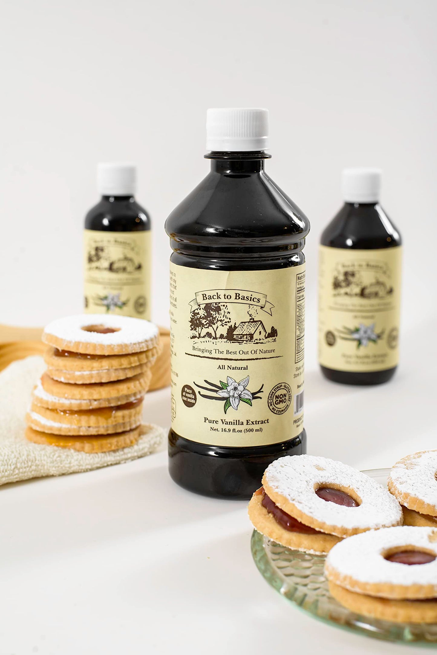 BACK TO BASICS Pure Vanilla Extract - 16 oz - All Natural Mexican Vanilla for Cooking and Baking