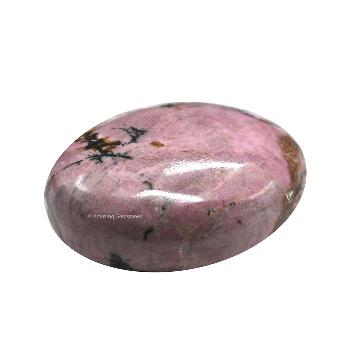 Rhodonite Palm Stone - Hot Massage Worry Stone For Natural Body Chakra Balancing, Reiki Healing And Crystal Grid