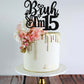 Rssta i Cake Topper - Black Star Glitter, 15th Birthday Decoration, Model XM1222-15 Black, Cheers to 15 Years, 1 Pack