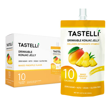 Tastelli Konjac Jelly Infused with Collagen Drink + Vitamin C + Antioxidants / 10 Calories, Vegan, Zero Sugar/Healthy Drinkable 