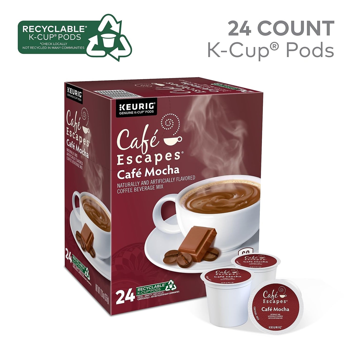 Café Escapes Café Mocha Coffee, 24 Count, U-S9985, 4 Count (Pack of 24)