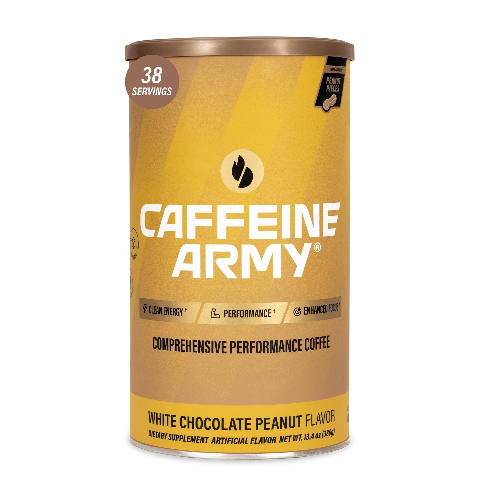 Energy Blend Army White Chocolate Peanut | Comprehensive Functional Coffee With Mcts  Coq10  Collagen And Adaptogens: Clean Energy + Supports Daily Attention  No Jitters Or Crash (13.4 Oz 38 Servings)