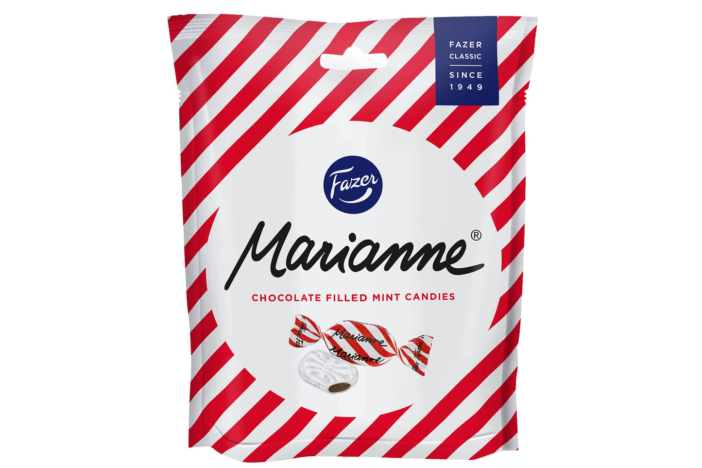 Fazer Marianne Chocolate Filled Mint Candies, 7.76oz (220g), White, Imported from Finland
