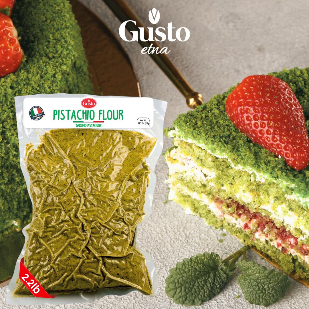 Gusto Etna Pistachio Flour, Sicilian Fine Chopped Pistachio Flour, Ground Pistachios, Pistachio Powder, Gluten Free Flour, Non G