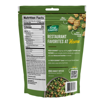 Fresh Gourmet Caesar Crunch Salad Topping, 3Oz, 12-Pack - Mini Croutons & Parmesan Cheese Crisps For Salads, Bowls, Potatoes & M