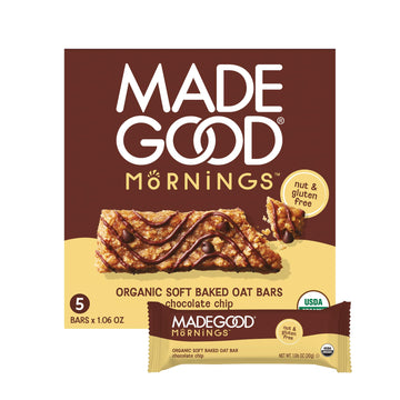 MadeGood Morning Chocolate Chip Bars, 5ct/5.3oz, Organic Snacks